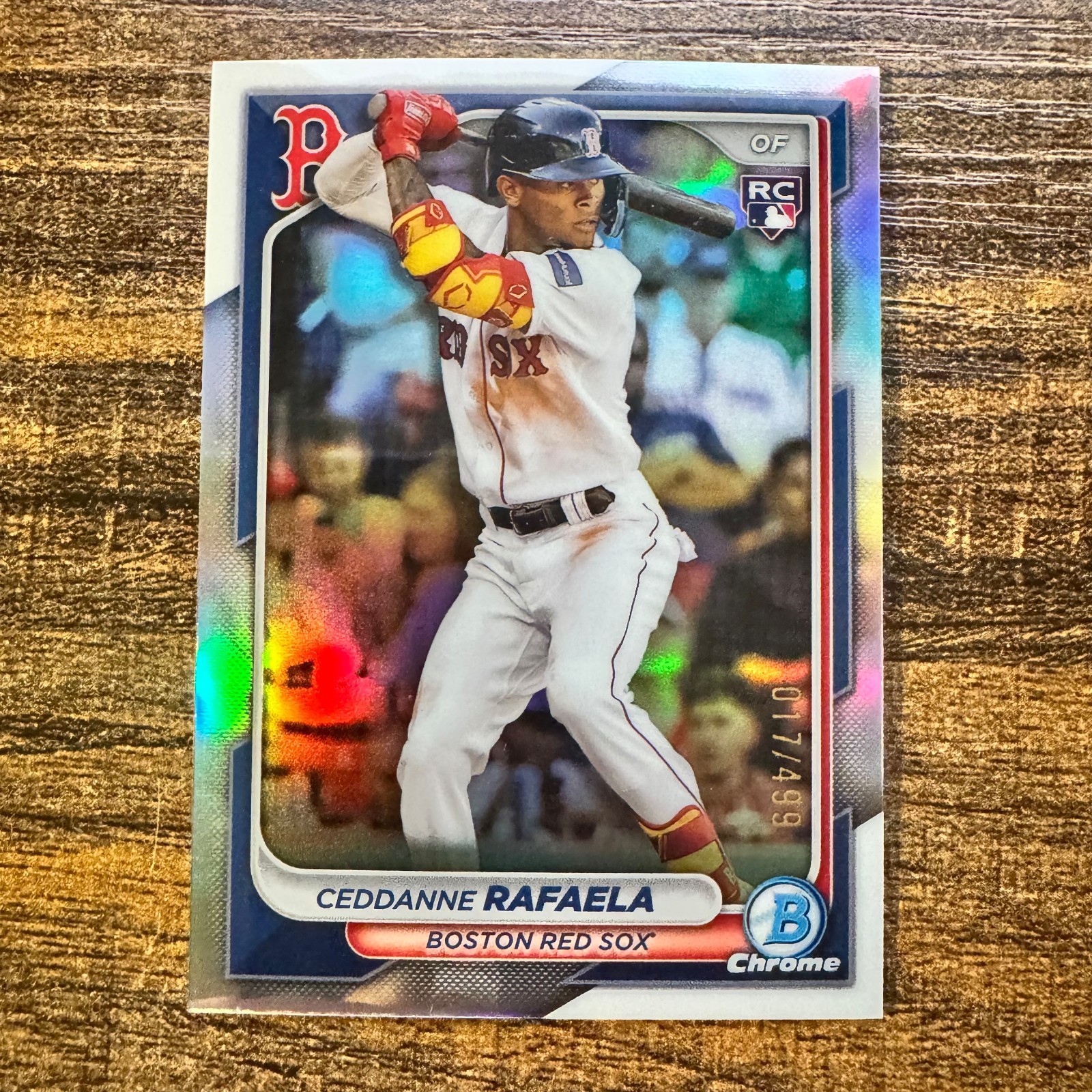 2024 Bowman Chrome Ceddanne Rafaela #5 Refractor #017/499 Boston Red Sox RC