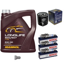 Produktbild - Inspektionspaket 5L MANNOL Longlife 5W-30 für VW Polo 1.2 TSI 16V 1.4 Golf