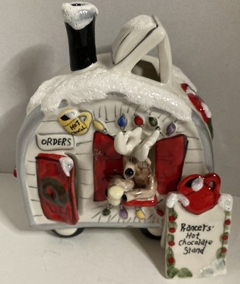 2009 Blue Sky Clayworks Prancer s Hot Chocolate Stand Camper Christmas Figurine