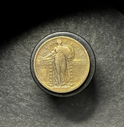 1918 S Standing Liberty Quarter High Grade 90% Silver 25c Coin AU