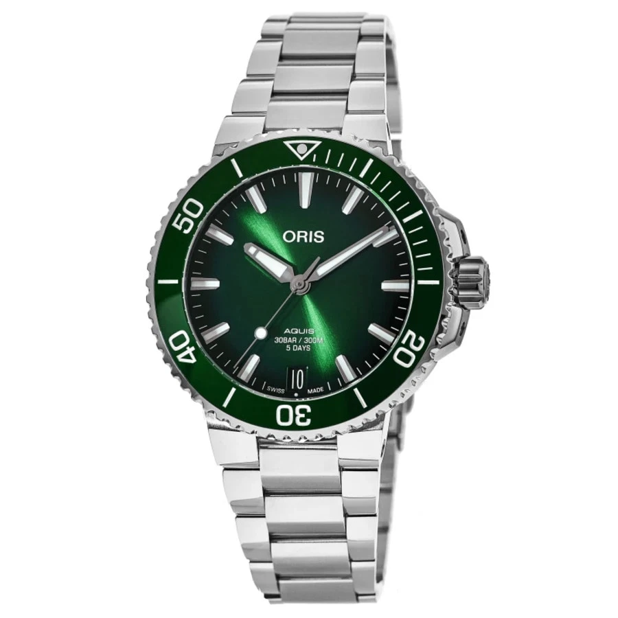 Nuevo reloj para hombre Oris Aquis fecha 41 mm esfera verde 01 400 7769 4157-07 8 22 09PEB