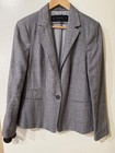 Zara Basic Women Gray Linen Tailored Blazer Suit Jacket Lined sz M — photo 1