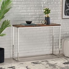 Modern Handcrafted Design Recycled Wood Console Table with Stainless Steel Frame