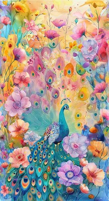 Wild Beauty Peacock Fabric Quilt Panel ~ 24'' x 44'' ~ Timeless Treasures