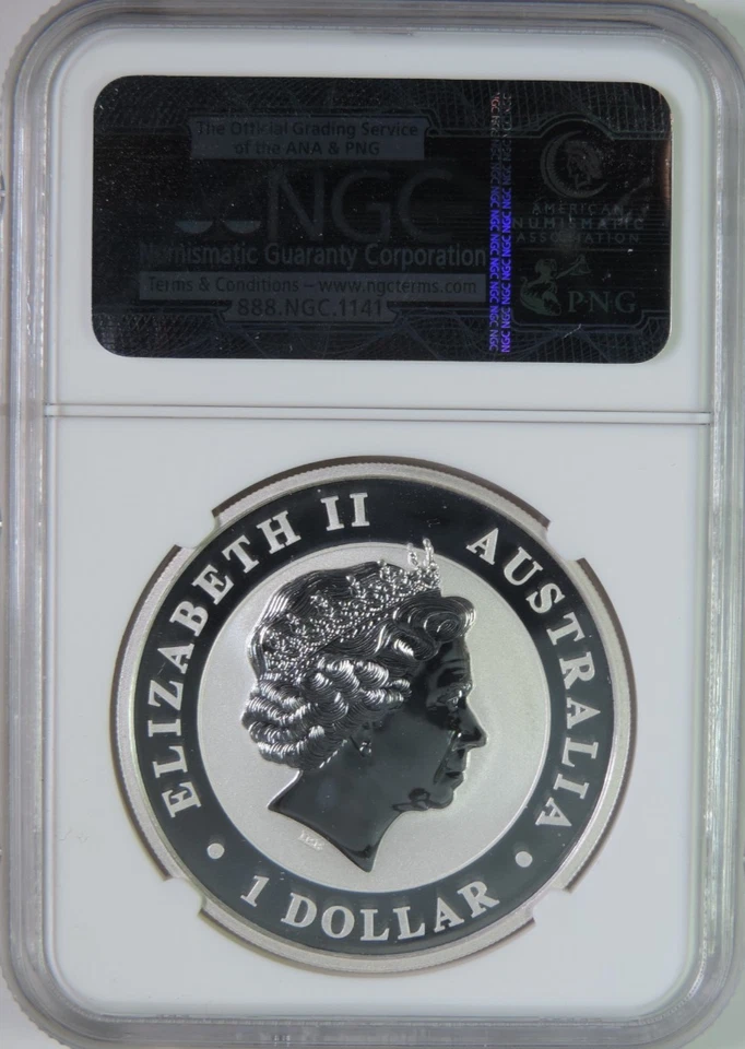 2014 P Australia Kookaburra 1oz .999 Silver $1 Coin NGC MS70 - Image 2 of 4