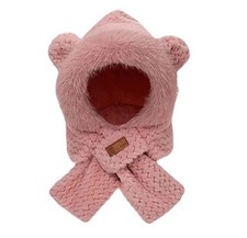 A Baby Bear Ears Winter Hat Scarf Plush Animal Faux Fur Wrap New NWOT