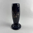 Fiesta cobalt & Gold Ceramic Vase Stars Pattern USA Art Pottery Glossy Finish