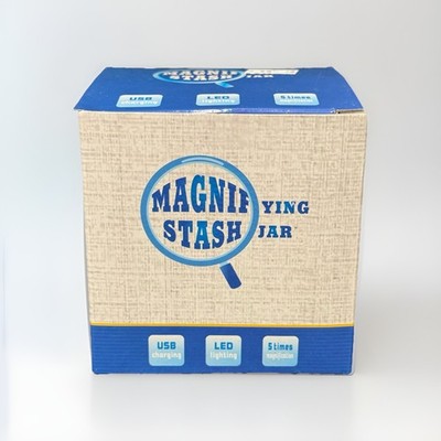 Magnifying Stash Jar LED Light 5X Magnification Storage Dugout Pipe Blue Display