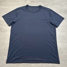 Lululemon The Fundamental T Mens Large Navy Blue T-Shirt Short Sleeve Tee Gym
