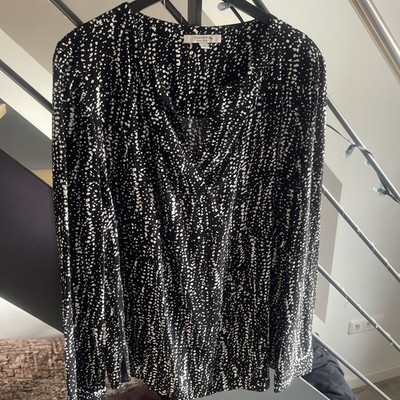 Comma Damen Bluse Langarm Schwarz Mit Weiß Gr. 40