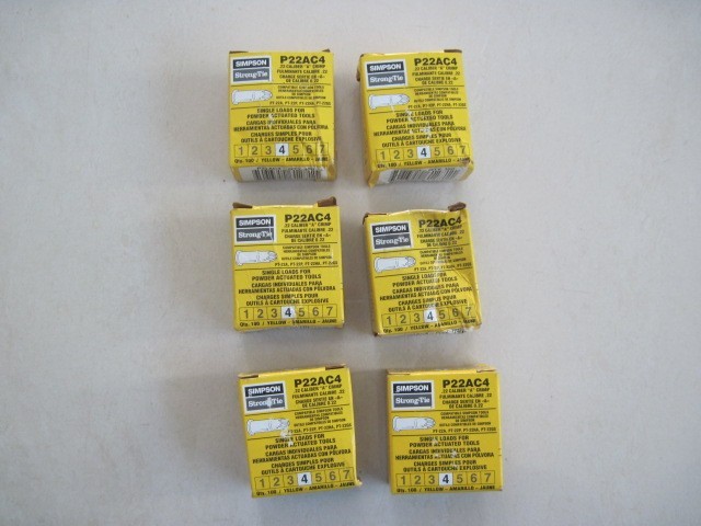 6 X Simpson P22AC4 .22-Caliber A Crimp Loads Level 4 Yellow 100 Pack