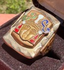 Vintage Enamel Aztec Mask  Made in Mexico Size 8.25 Biker Ring — photo 3