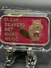 Clean beavers Get More Wood Enamel Postal Express Mint 999 Silver Art Bar #8/20