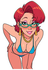1660 Janine Sticker, Made In USA, Laminated, Waifu, Curvy, Busty, Ginger, Nerdy