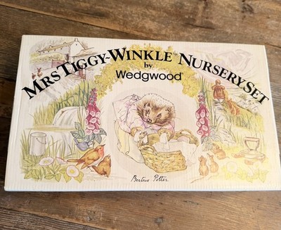 Vintage Wedgwood Beatrix Potter Mrs Tiggy~Winkle 3 Piece Dish Set Plate Cup Bowl