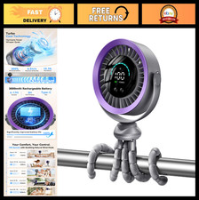 Portable Stroller Fan - 360  Rotation, 17-Hour Battery Life, 100 Speed Settings