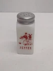 Vintage Hazel Atlas Milk Glass Dutch Windmill  Pepper Shaker Red Replacement