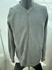 Livergy Men's Grey Ribbed Zip Up Bomber Jacket Size L (52/54) Casual Sweatshirt