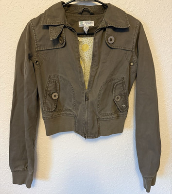 Abercrombie & Fitch Women s Green Short Zip Jacket Long Sleeve Lined Pockets S