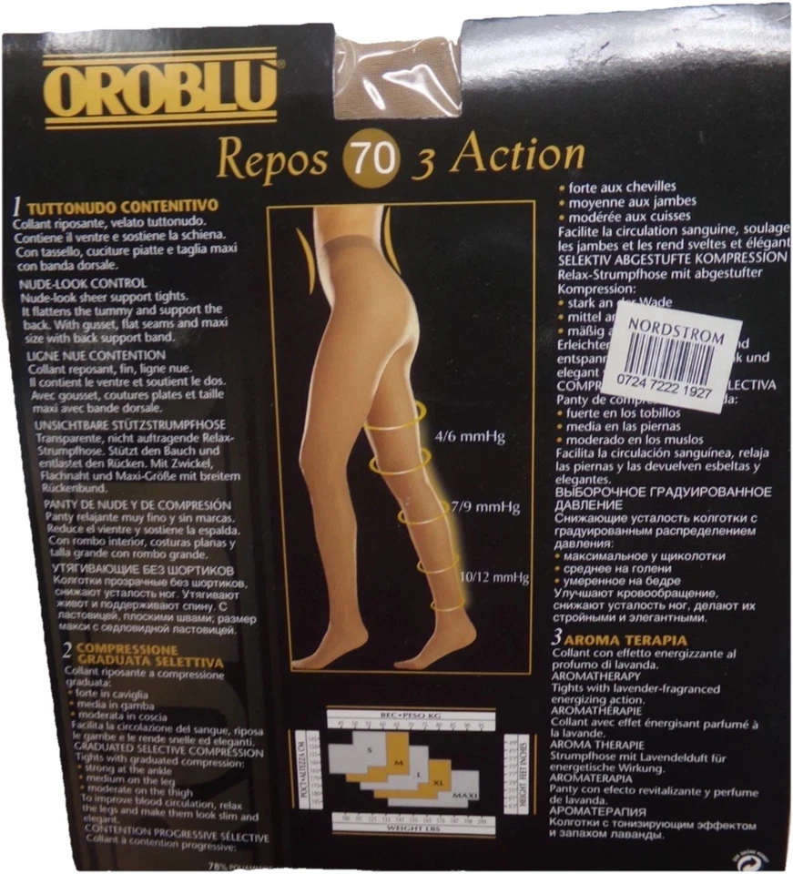 OROBLU Repos 70 3 Medias de Acción Soporte/Compresión NUEVAS, Italia en Arena, Talla Maxi Foto 2 de 4