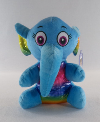 A&A Global Industries Plush Elephant Stuffed Animal Blue Rainbow Stomach 9'' NWTS