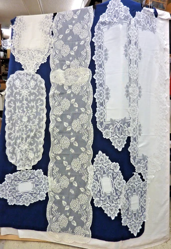 LOT OF 10 VINTAGE LACE DRESSER OR TABLE RUNNERS PERFECT FOR CRAFTS