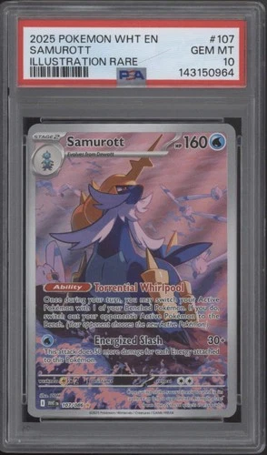 Samurott Pokemon White Flare Illustration Rare #107 PSA 10