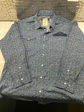 Panhandle Western Style Men s M Blue Paisley Snap Long Sleeve Shirt Pockets