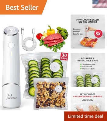 Food Vacuum Sealer Handheld Portable Compact Vacuum Sealer Machine + 30 Reusa...