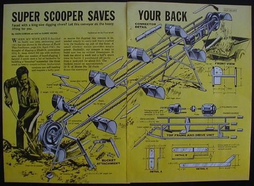 Excavator Trencher Sand Dirt CONVEYOR 1970 How-To Build PLANS Super Scooper