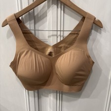 EUC Honeylove VNeck Bra 40 C/D Sand Pullover Wireless Smoothing Support