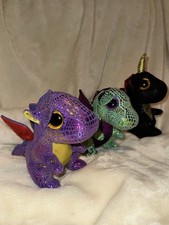 Lot of 3 Beanie Boos Dragons - Spectra, Cinder, and Grindal GUC