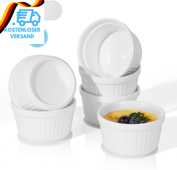 Creme Brulee SchäLchen 6 StüCk, 9 Cm - 200 Ml Souffle FöRmchen Backofenfest, Sou-image