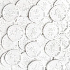50Pcs White Self-Adhesive Wax Seal Stickers - Wax Seal Perfect for Wedding Invit