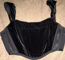 Victoria's Secret Dream Angels Velvet Black Bustier Large Hook Eye Closure