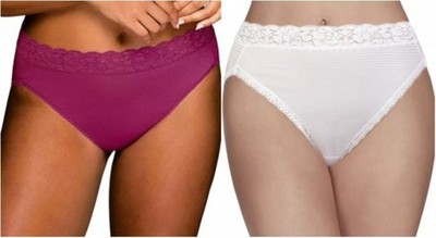 New 2 Pairs Vanity Fair Flattering Lace White & Raspberry Panties Size 9 2XL NWT