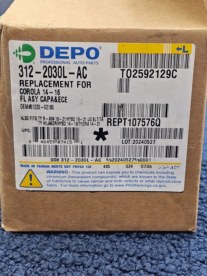 Luz antiniebla Depo 312-2030L-AC para Toyota Highlander LH 2014-2016 Foto 2 de 4