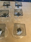 Set Of 9 Mid Century Modern Smoky Glass Pedestal Tumblers Square Base 5.5” Vtg  — photo 6