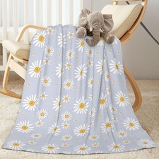 Little Daisy Flowers Flannel Fleece Throw Blanket Soft Decorative 50x40 Inch