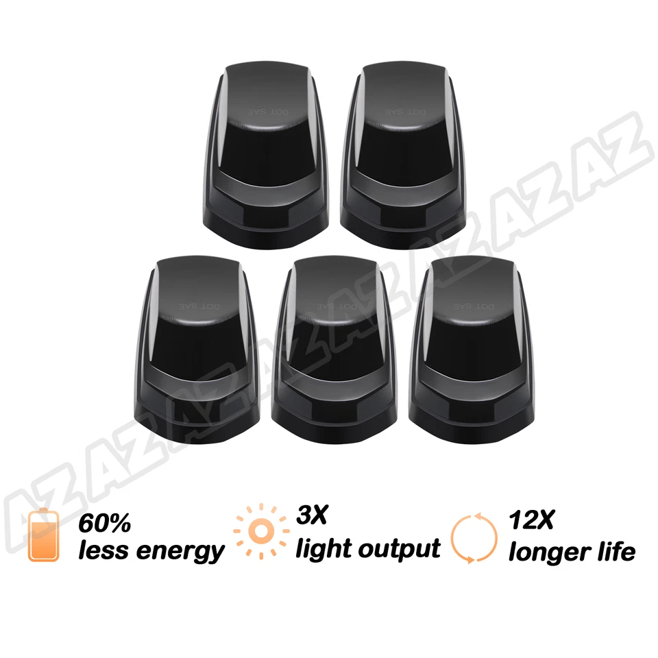 For Ford F250 F350 Super Duty 2017-2022 Smoked Lens Amber LED Cab Roof Light 5PC Foto 3 de 4