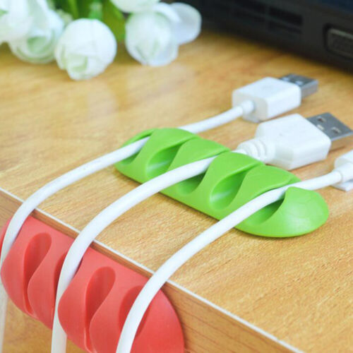 Cable Holder Management Clips Ties Charger Wire Tidy Lead Desk USB Organizer US* - Afbeelding 1 van 18