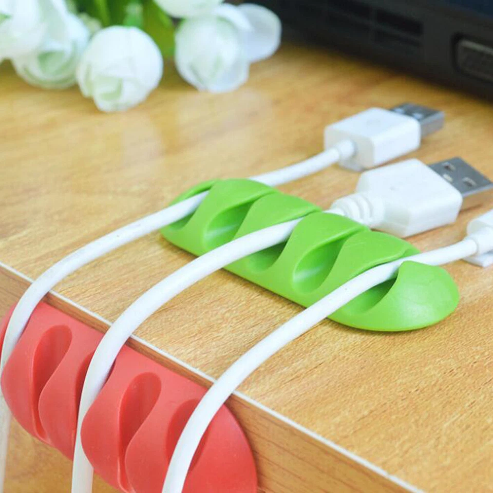 1PC Cable Holder Management Clips Ties Charger Wire Tidy Lead Desk USB Organizer - Image 2 of 4