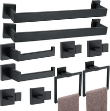 10 Pieces Bathroom Hardware Accessories Set Black, Bathroom Towel Rack Set SUS30