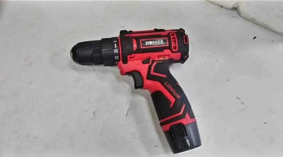 "WORKER"12V CORDLESS DRILL SET-RED (WK-PWT-5502) With 2 Batteries Electric Drill - Image 3 of 4