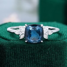 London Blue Topaz Engagement Ring 925 Sterling Silver Ring Women Promise Ring