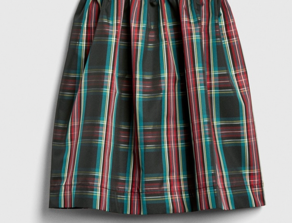 GAP BABY GIRL'S HOLIDAY RED PLAID LONG SLEEVE RUFFLE LINED TAFFETA