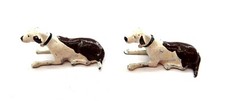 2 Britains Lead HUNTING DOGS in Brown and White 1.25" Long Pointer or Spaniel