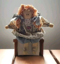 Vintage Angel Farmhouse Rag Doll Cloth Country Home Shelf Sitter Primitive Bows