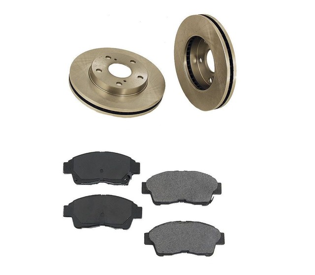 2 Front Brakes Discs Rotors Disc Rotor Brake Pad Set Kit for Toyota