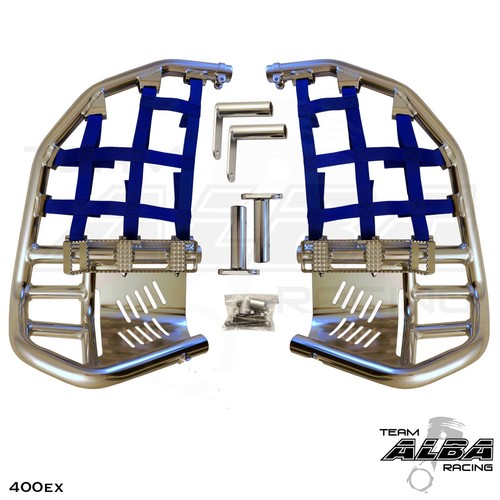 Honda TRX 250R Nerf Bars 8889 Pro Peg Alba Racing Silver/Blue 218T7